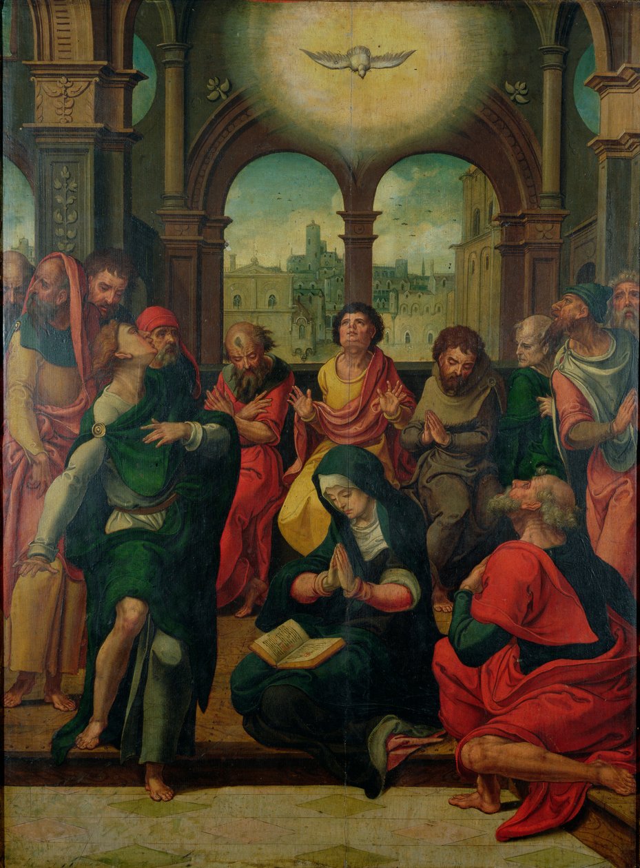 Nederdaling van de Heilige Geest door Pieter Coecke van Aelst