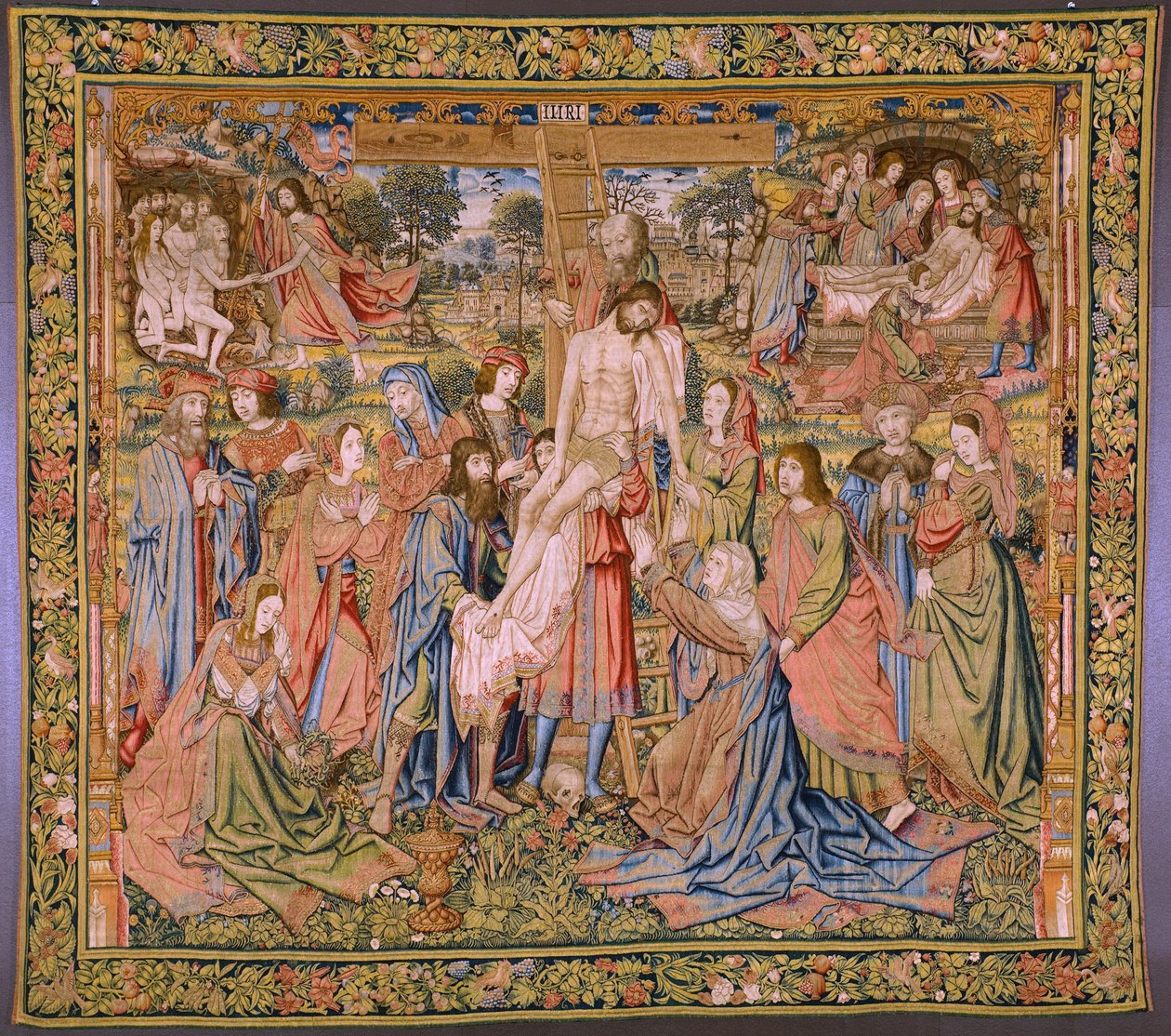 Vlaamse wandtapijt. Serie De passie van Christus: Kruisafneming. Manufacture Pieter van Aelst. Cartonist Jan van Roome. Ca 1507-1520 door Pieter Coecke van Aelst