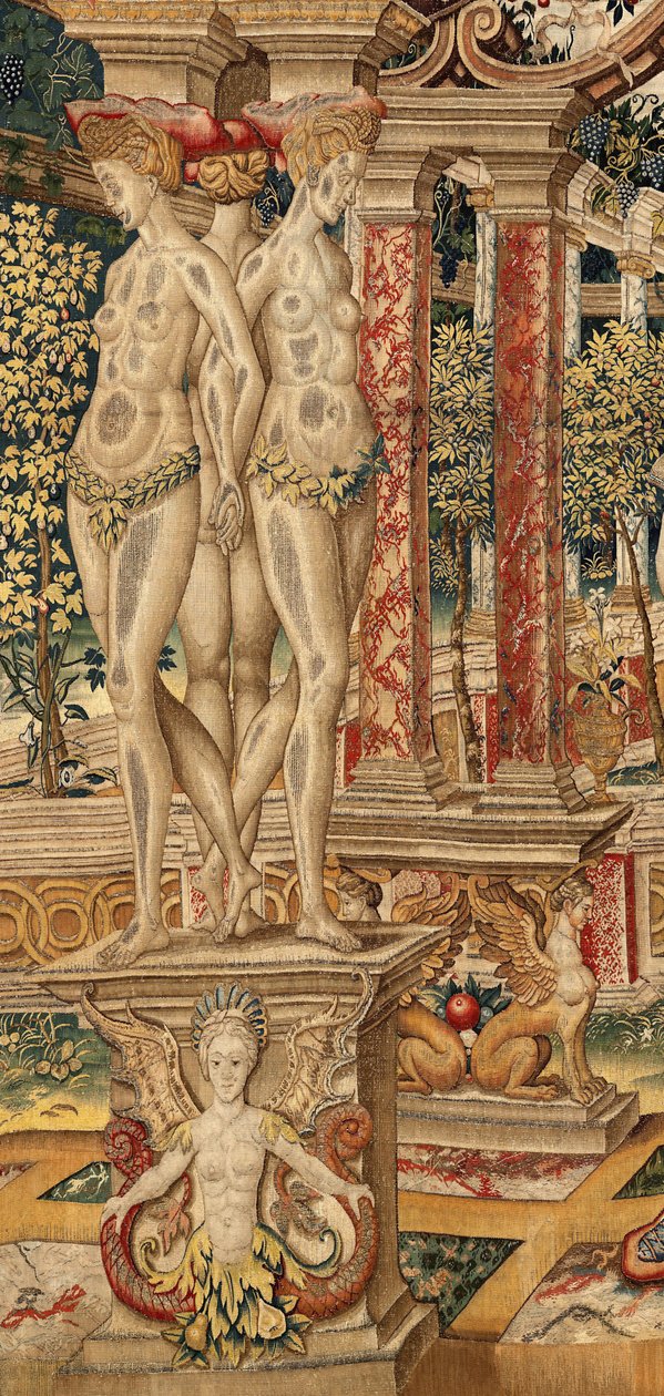 Vertumnus en Pomona: Vertumnus getransformeerd in een snoeier. ca. 1550 (tapijt) door Pieter Coecke van Aelst