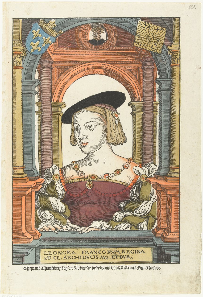 Portret van Eleonora van Oostenrijk 1498-1558 door Pieter Coecke van Aelst