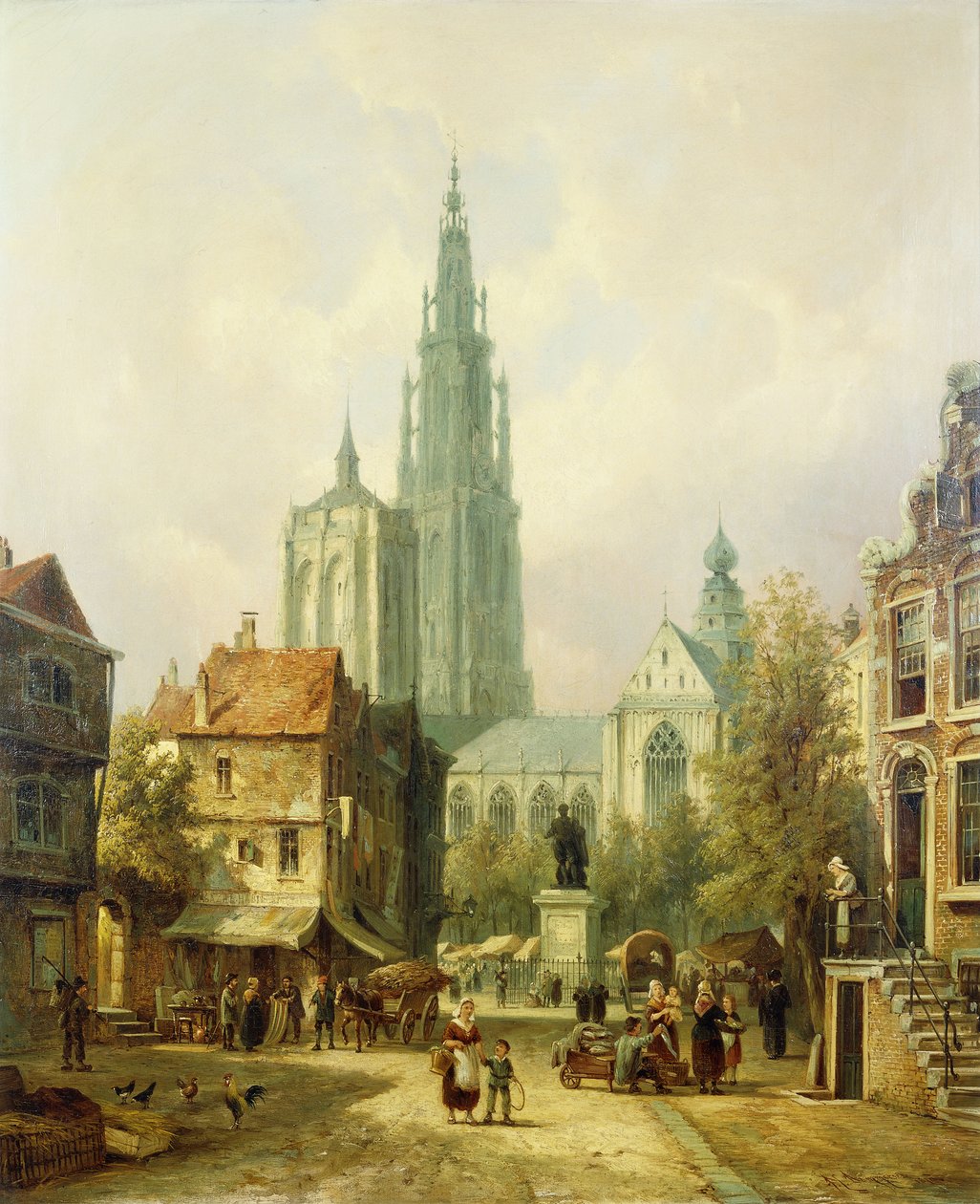 Een uitzicht op Antwerpen door Pieter Cornelis Dommershuijzen