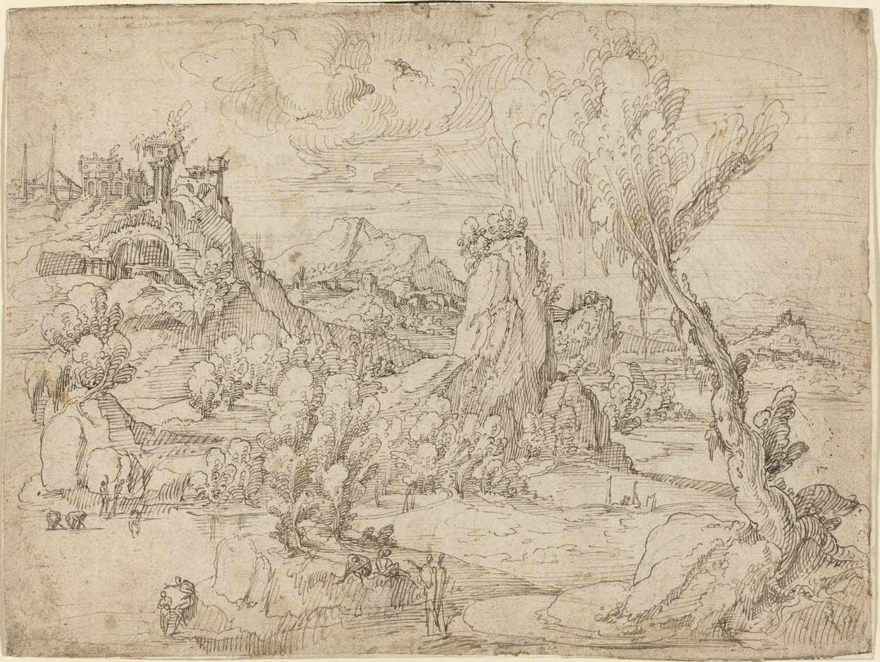 Landschap met de doop van Christus door Pieter Cornelisz Kunst
