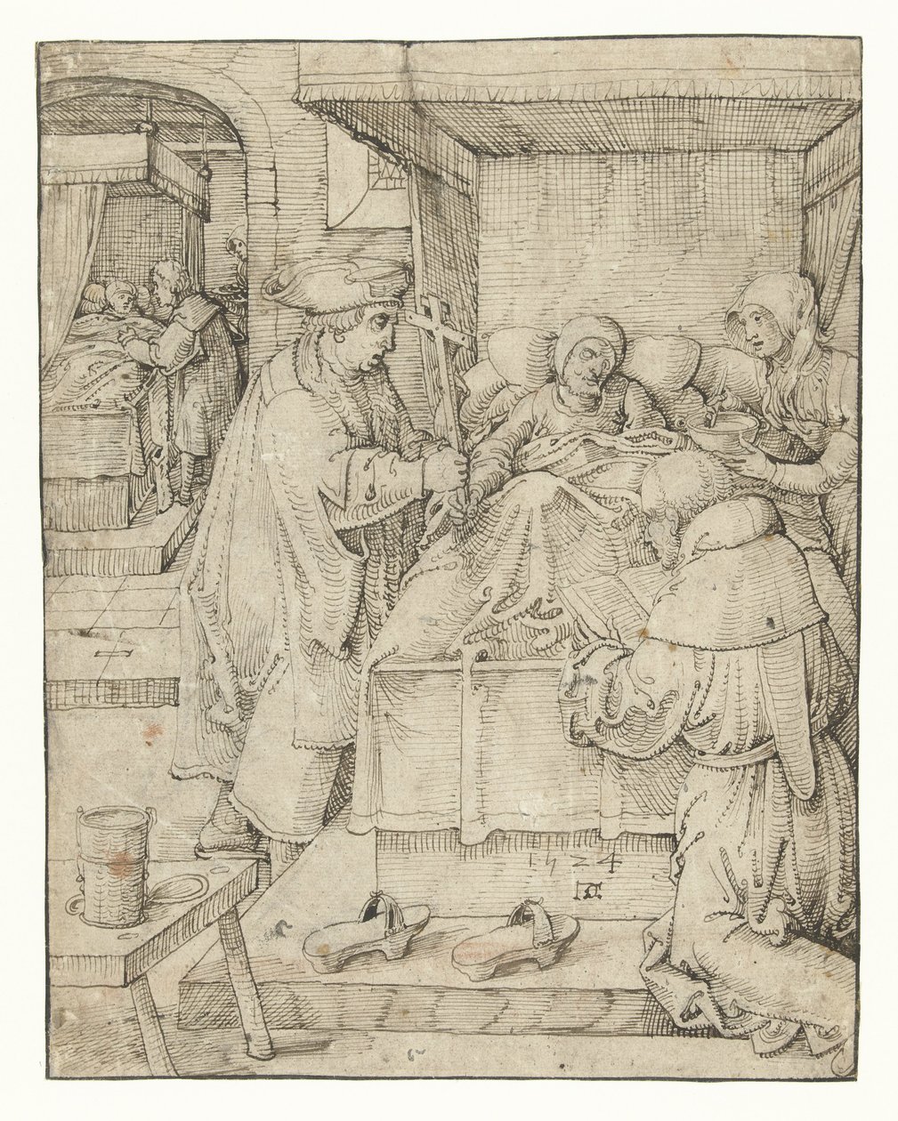 Het verzorgen van de zieken (Werken van Barmhartigheid) door Pieter Cornelisz. genaamd Kunst