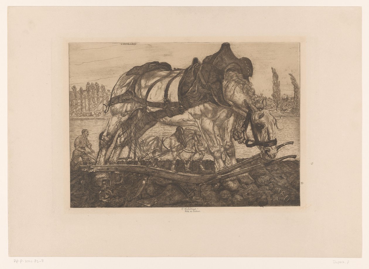 Ploegpaard aan de oevers van de Seine door Pieter Dupont (signed by artist)