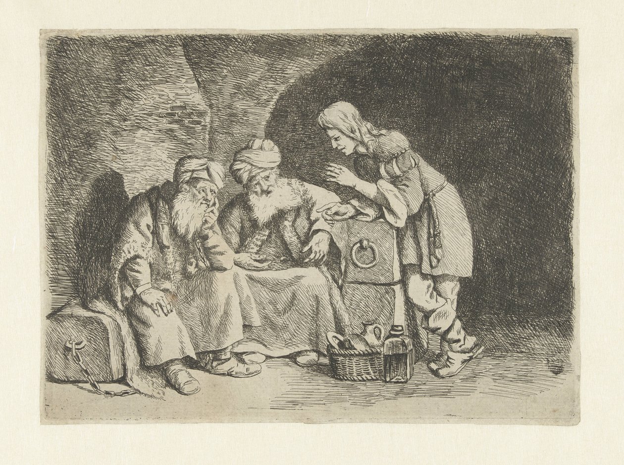 Jozef verklaart de dromen van de bakker en de schenker door Pieter Fransz de Grebber