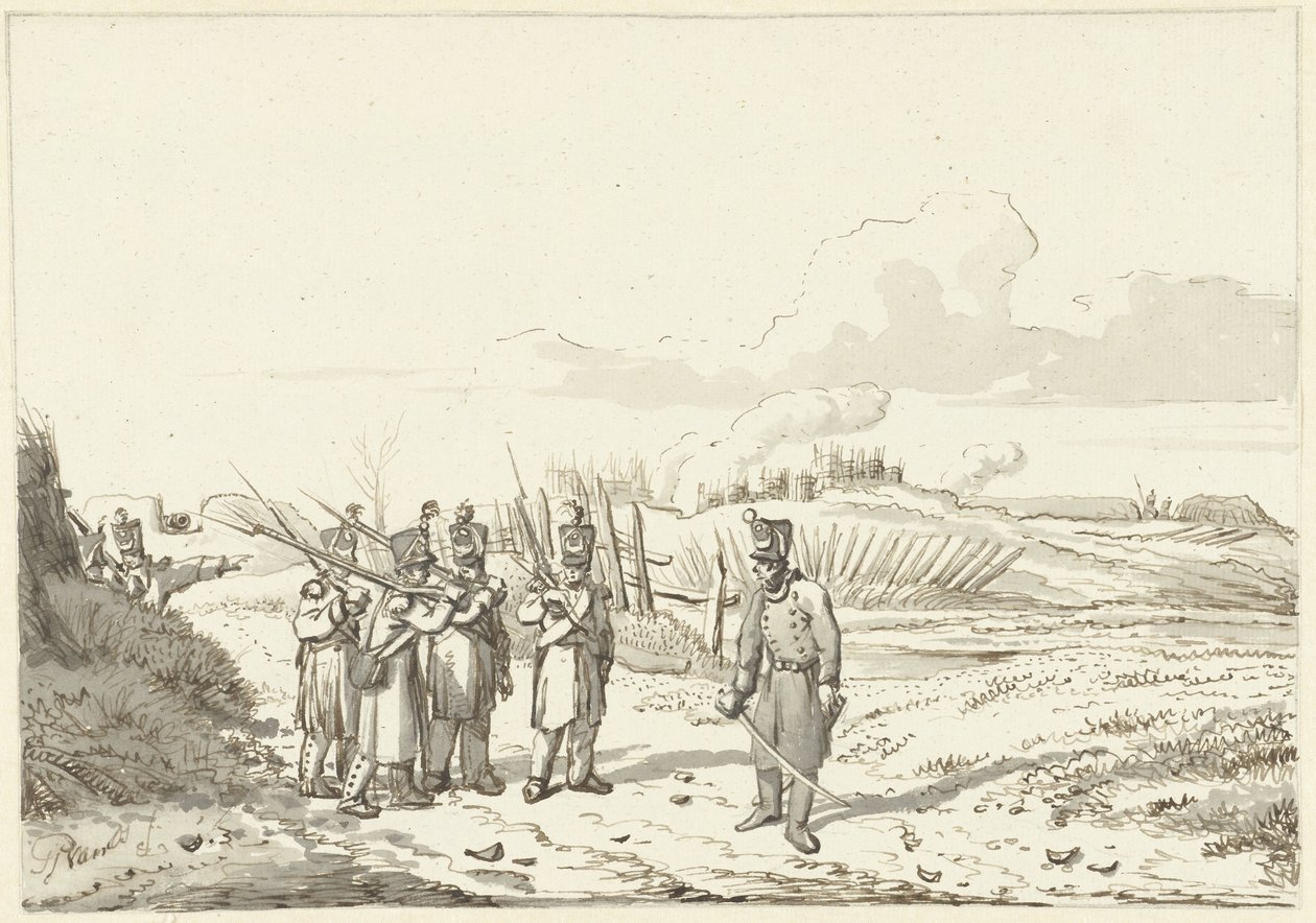 Een rondgaand patrouille, 1813-1814 door Pieter Gerardus van Os (signed by artist)
