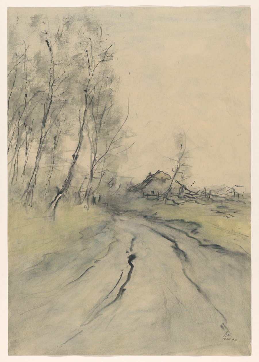 Landweg door Pieter H.J.J. Ras (signed by artist)