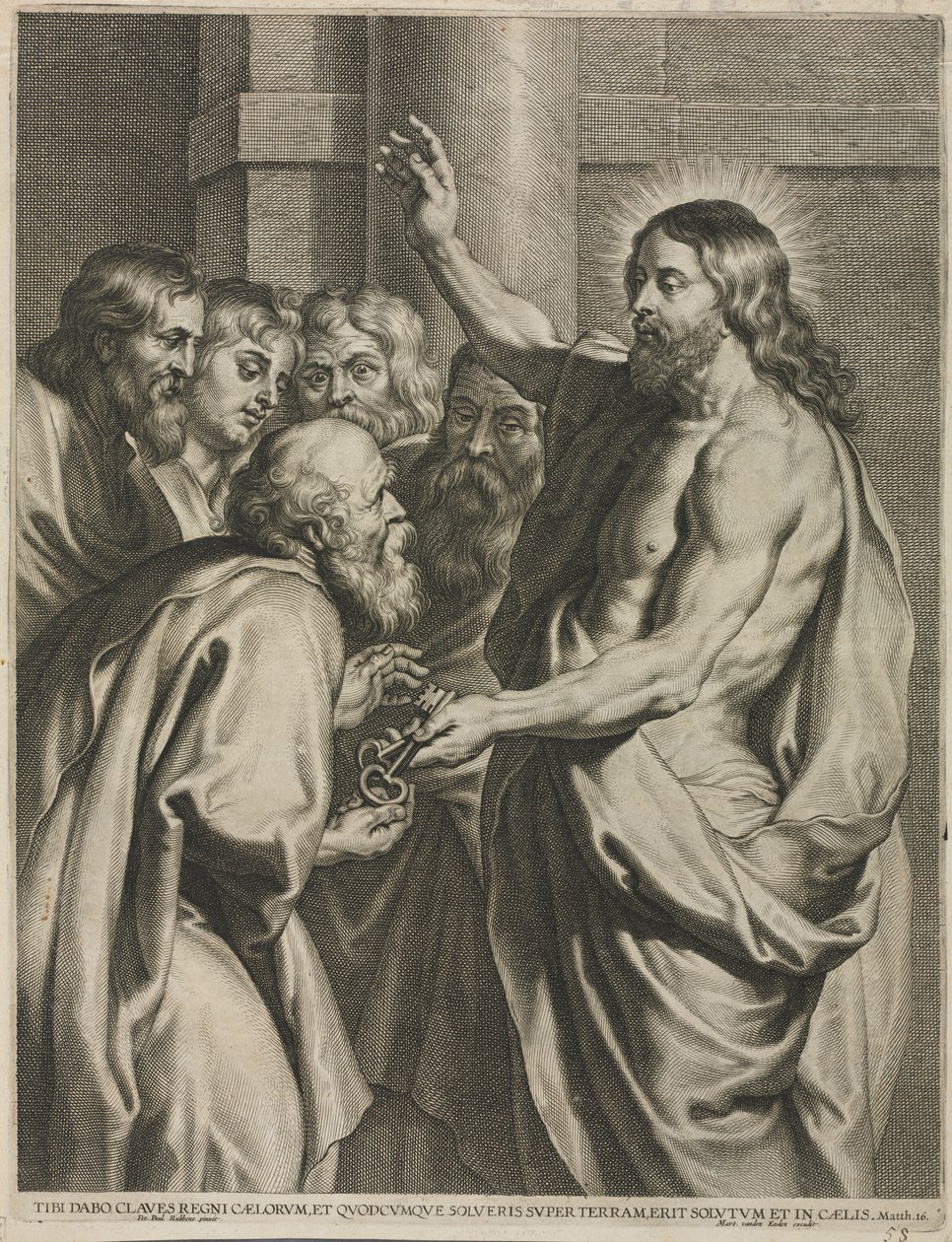 Christus geeft de sleutels aan Petrus door Pieter I de Jode