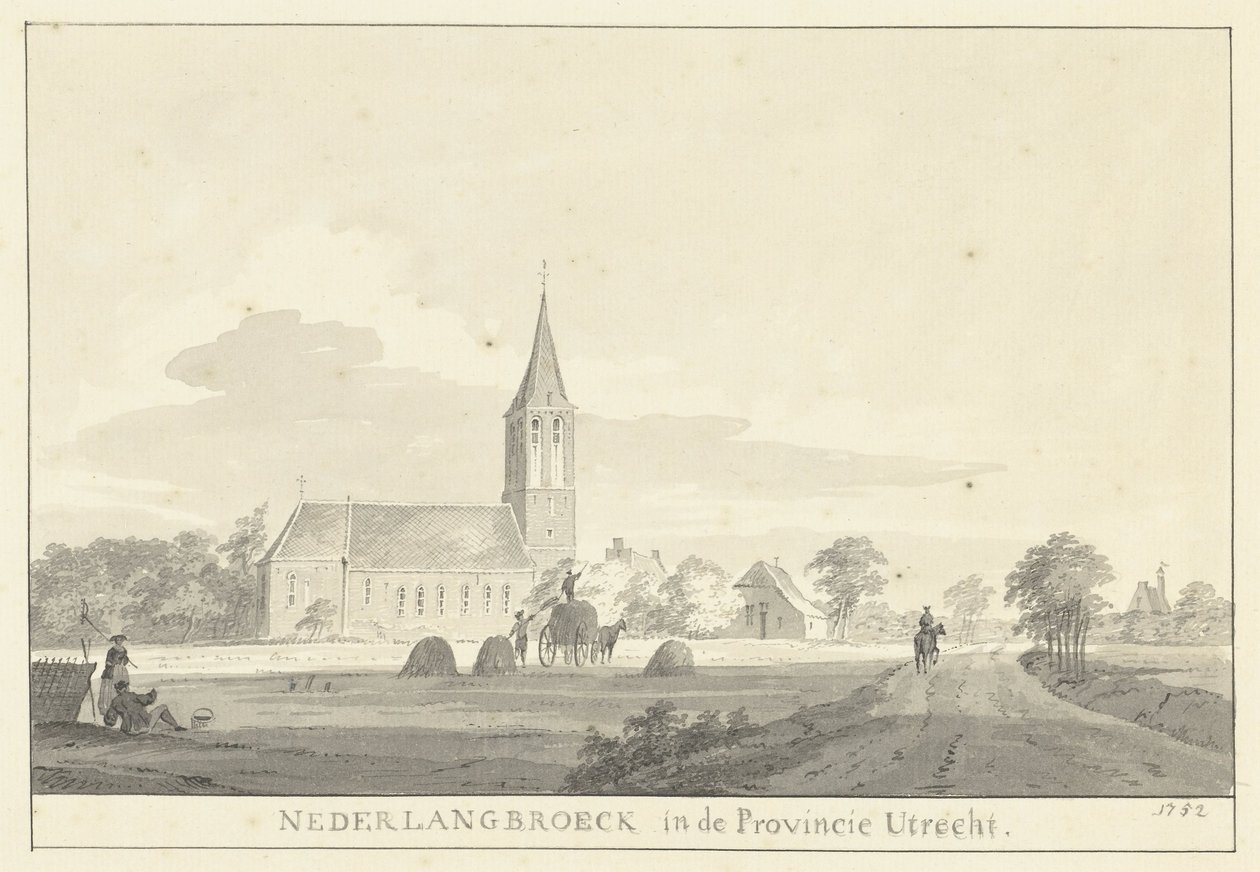 Gezicht op het dorp Nederlangbroek door Pieter Jan van Liender