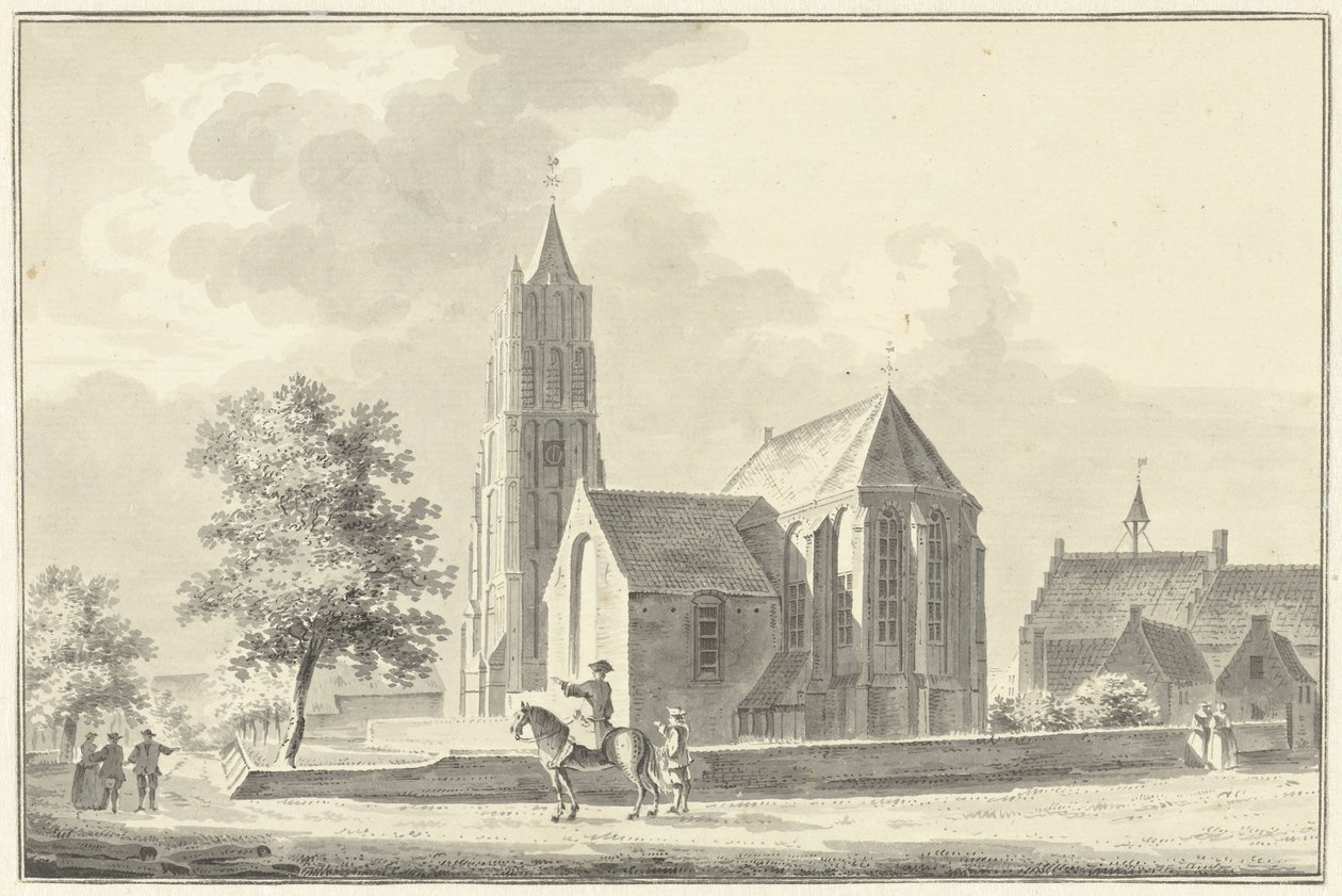 Kerk en stadhuis te Heukelom door Pieter Jan van Liender