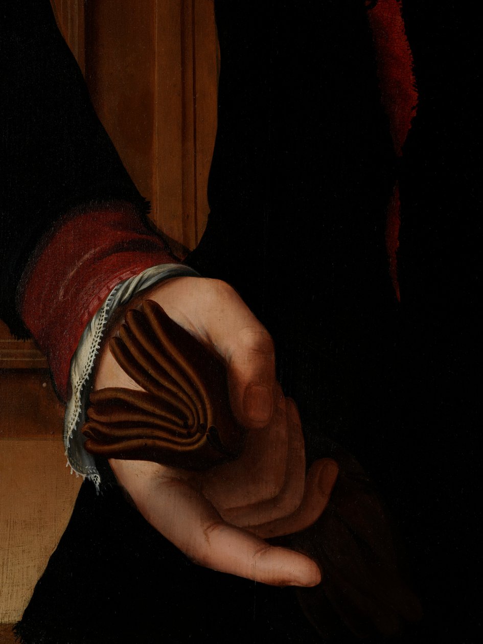 (detail) van Portret van Jan van Eyewerve door Pieter Jansz. Pourbus