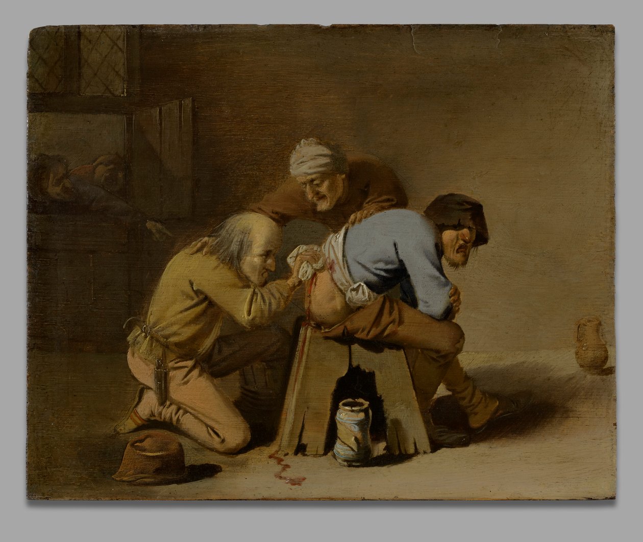 Een Kwakzalver aan het Werk in een Schuur door Pieter Jansz. Quast