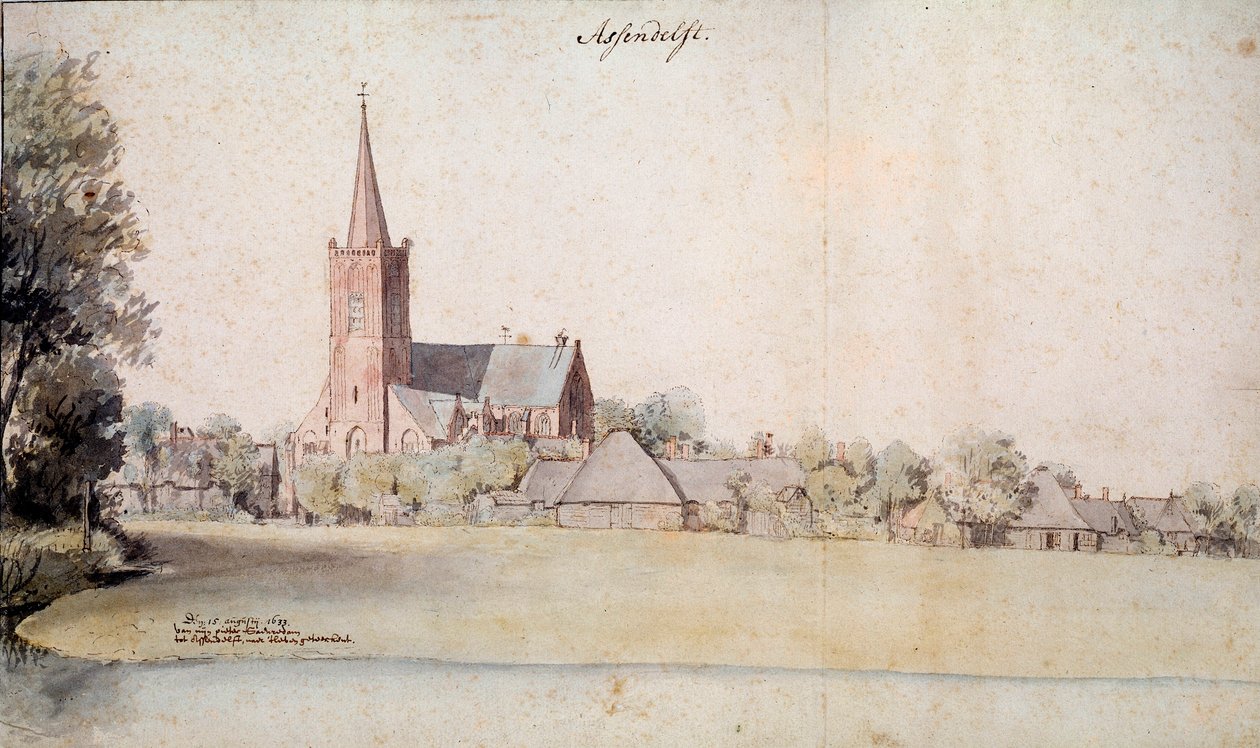 Zicht op Assendelft in Nederland in 1633 Tekening door Pieter Jansz (1597-1665) 1633 Parijs. Nederlands Instituut door Pieter Jansz Saenredam