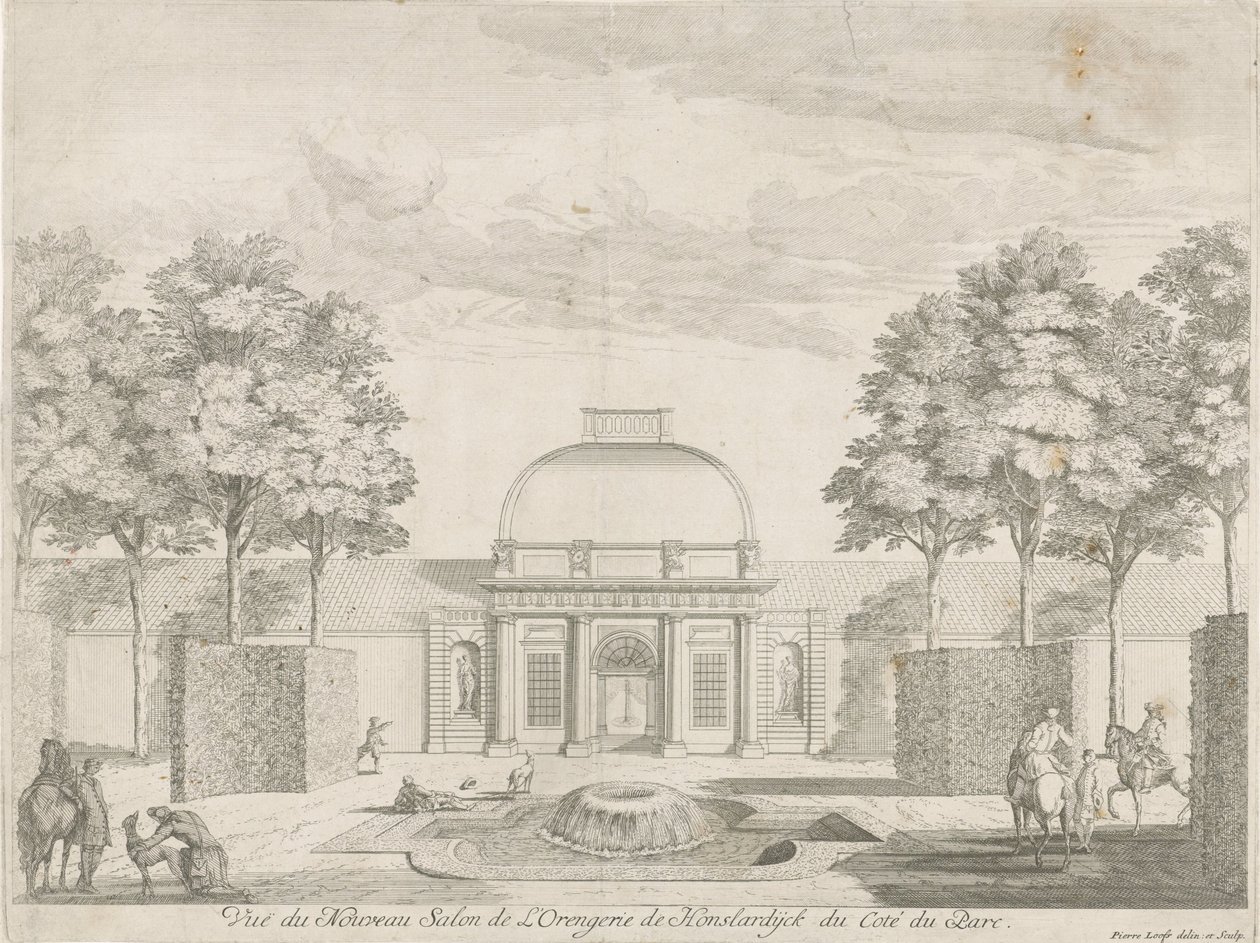 Oranjerie van Honselersdijk, gezien vanaf het park door Pieter Loofs