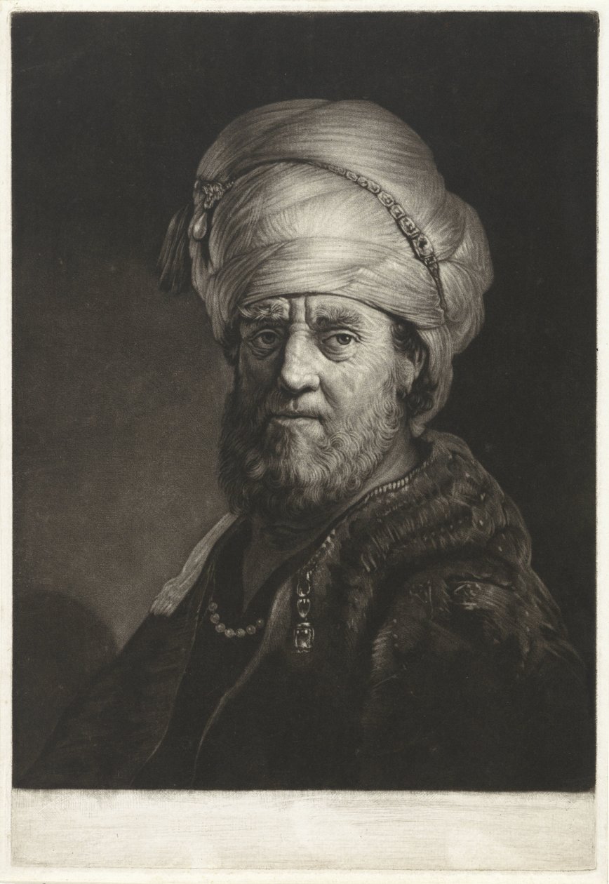 Portretbuste van een man met een tulband door Pieter Louw