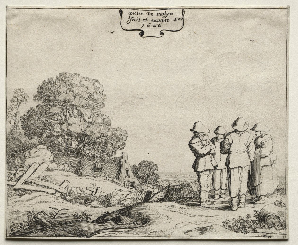 Landschap met Vier Boeren die Praten, 1626 door Pieter Molyn