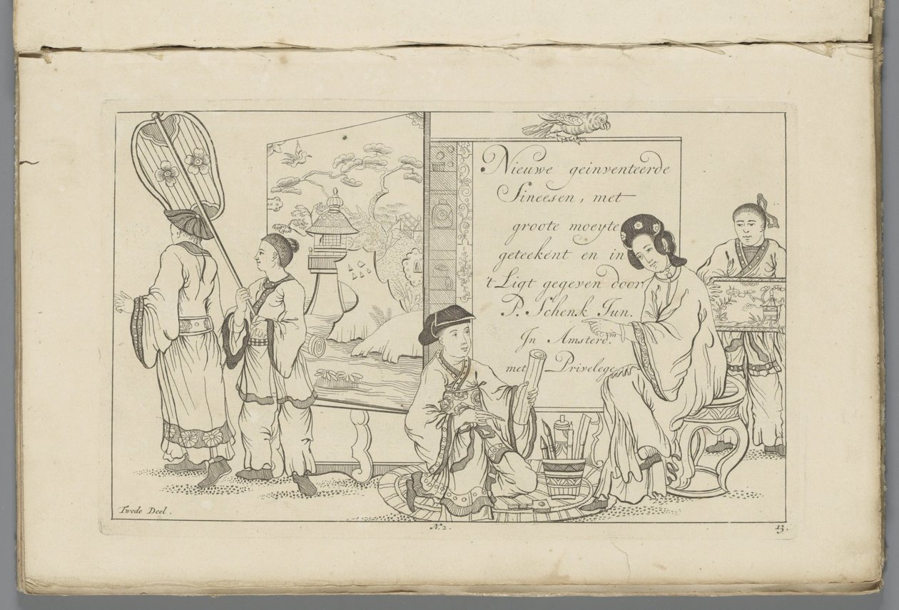 Chinese tekenaar en andere Chinese figuren door Pieter Schenk (II)