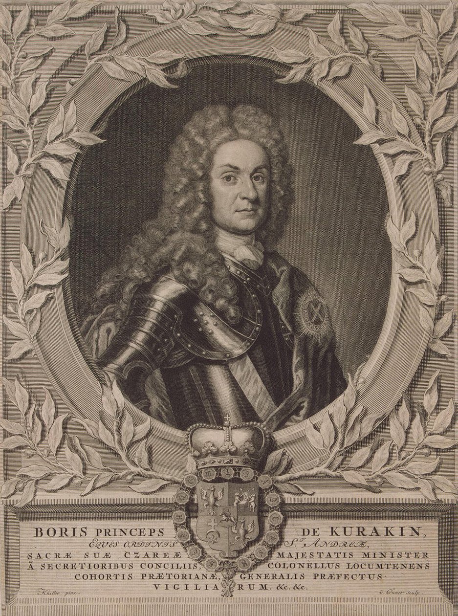 Portret van Prins Boris Ivanovich Kurakin 1676-1727, na 1717 door Pieter Stevens Gunst van