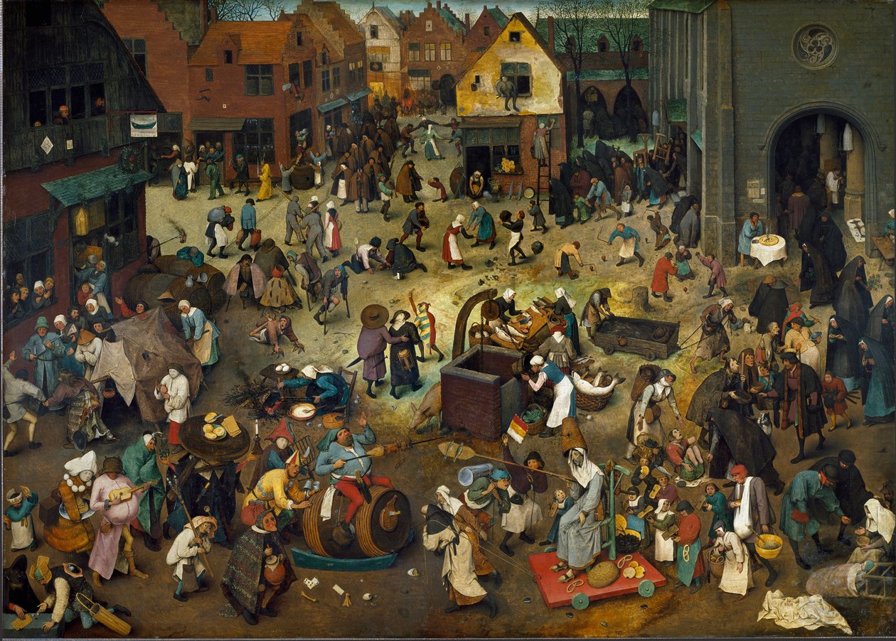 Het gevecht van Carnaval en Vastenavond door Pieter The Elder Brueghel