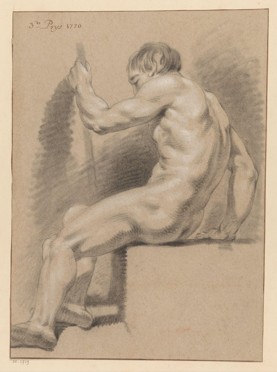 Zittend mannelijk naakt, van opzij gezien (3e prijs 1770) door Pieter Wagenaar (II)