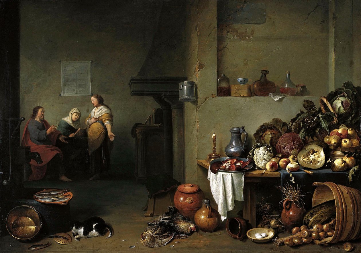 Christus in het huis van Martha en Maria door Pieter de Bloot