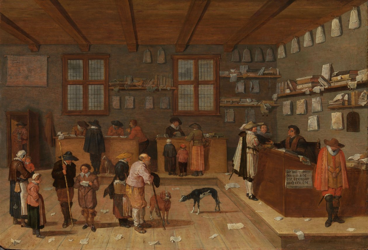Het kantoor van de advocaat, 1628 door Pieter de Bloot