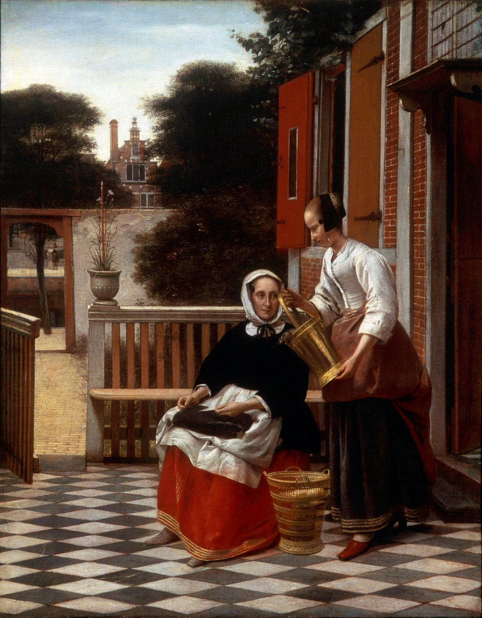 Een Meesteres en haar Dienstmeid, 1660 door Pieter de Hooch