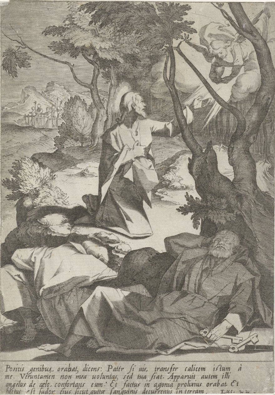 Christus in hof van Getsemane door Pieter de Jode (I)