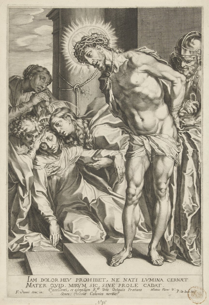 Christus met doornenkroon en wenende Maria door Pieter de Jode (I)