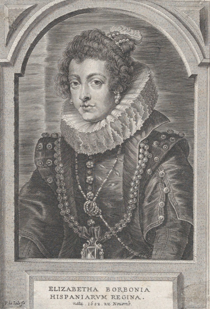 Portret van Elisabeth van Bourbon, koningin van Spanje, ca. 1632-44 door Pieter de Jode II