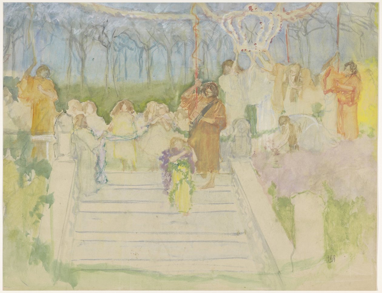 Tableau vivant ter gelegenheid van het huwelijk van koningin Wilhelmina in 1901 door Pieter de Josselin