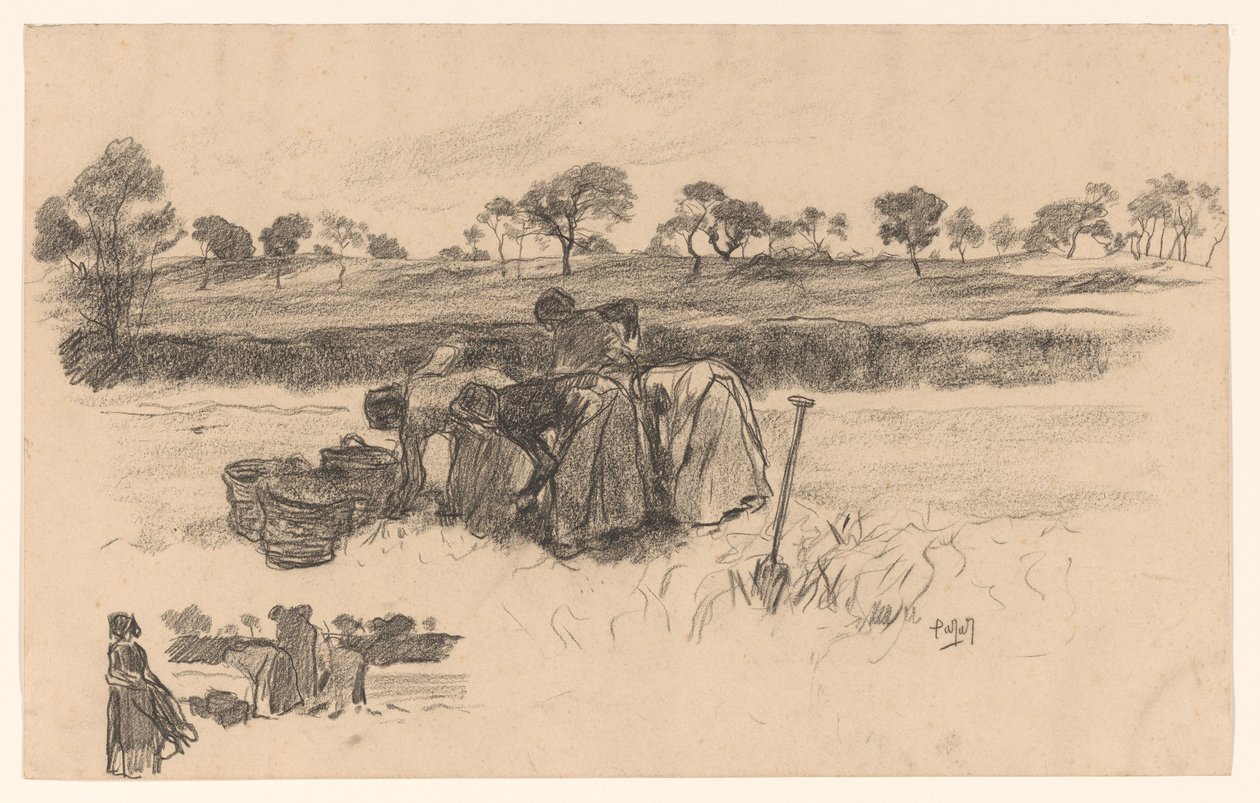 Werkende vrouwen op de akker door Pieter de Josselin