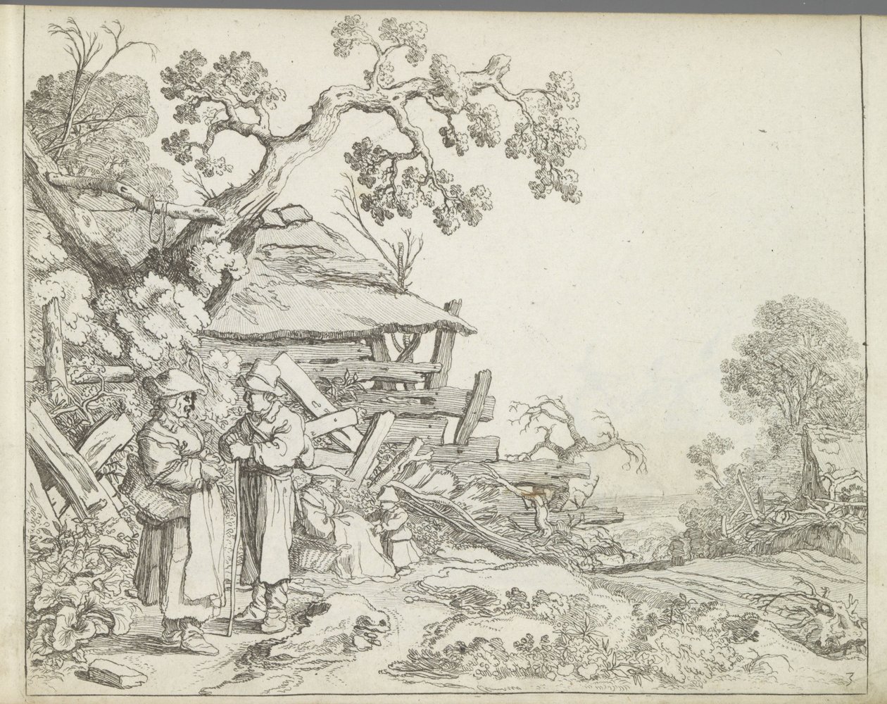 Landschap met een boer en boerin door Pieter de Molijn