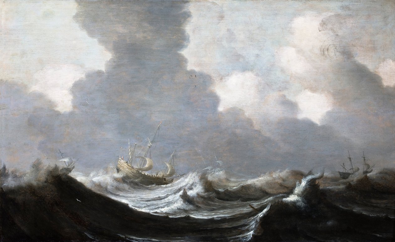 Vier Schepen Voor de Wind, 1630 door Pieter the Elder Mulier