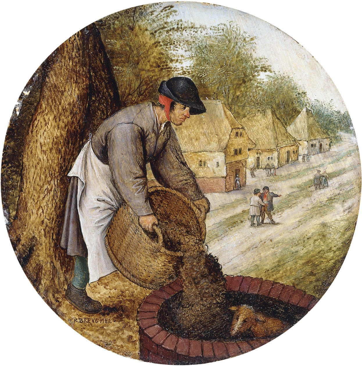 Een spreekwoord - De put vullen nadat het kalf verdronken is door Pieter Brueghel the Younger