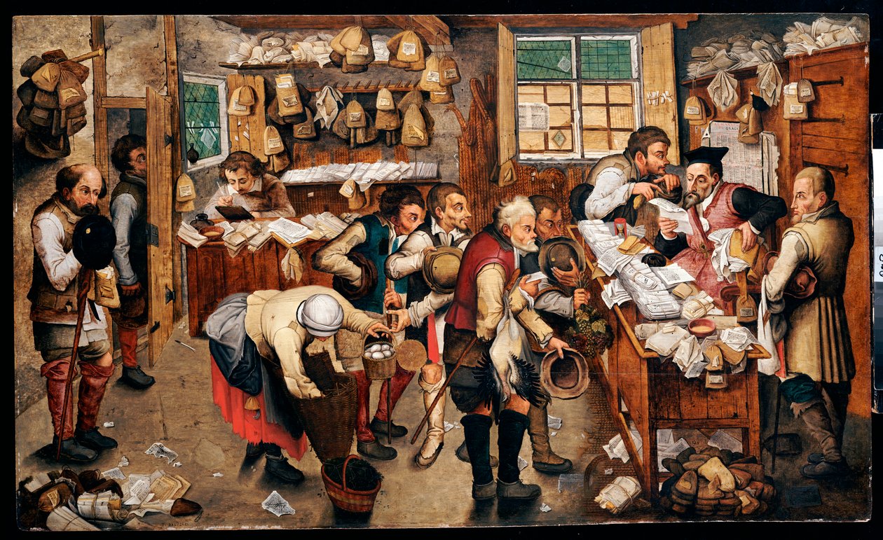 Boeren die tienden betalen door Pieter Brueghel the Younger