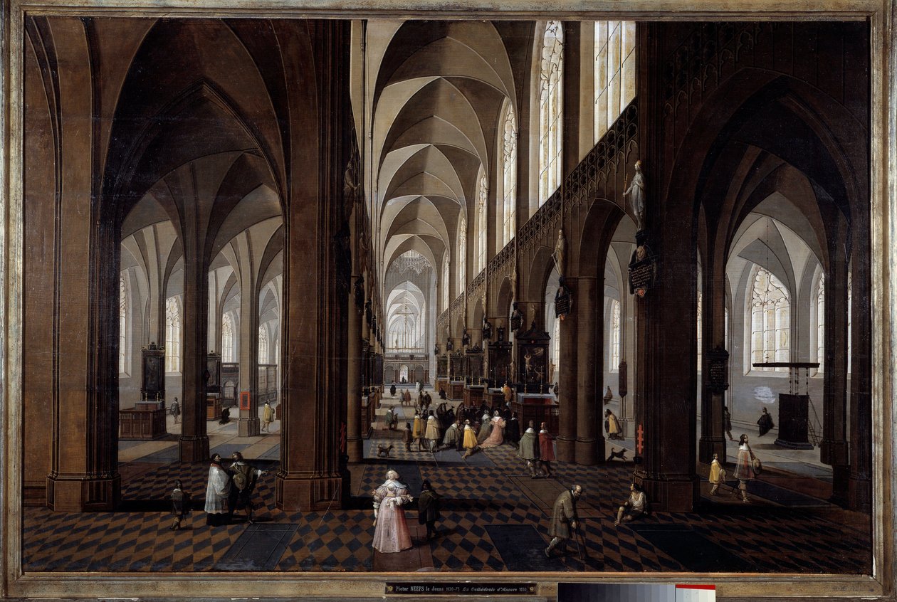 Binnenaanzicht van de kathedraal van Antwerpen. Schilderij door Pieter Neefs de Jonge (1620-1675) door Pieter the Younger Neefs