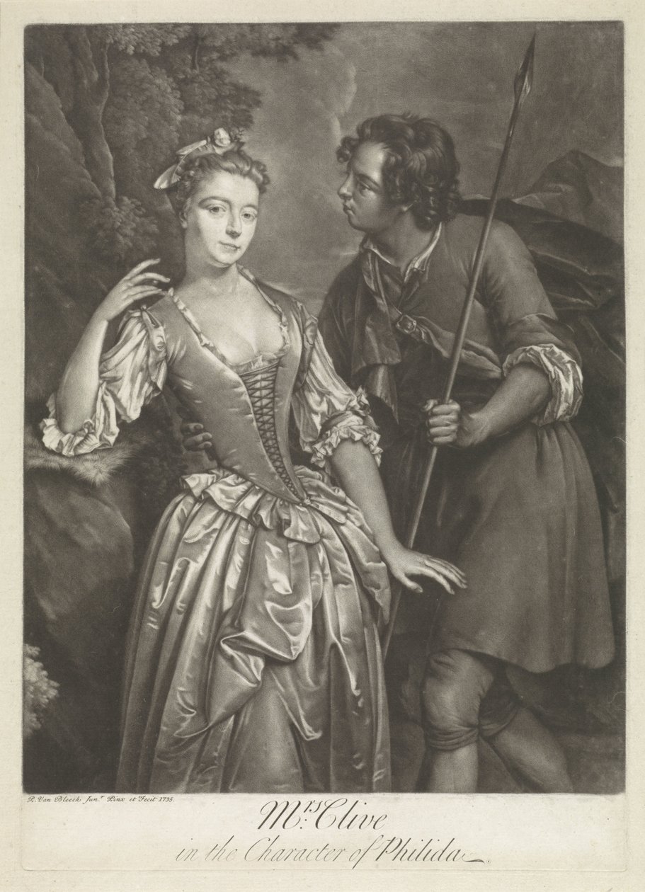 Actrice Catherine Clive in rol van Phillida door Pieter van Bleeck