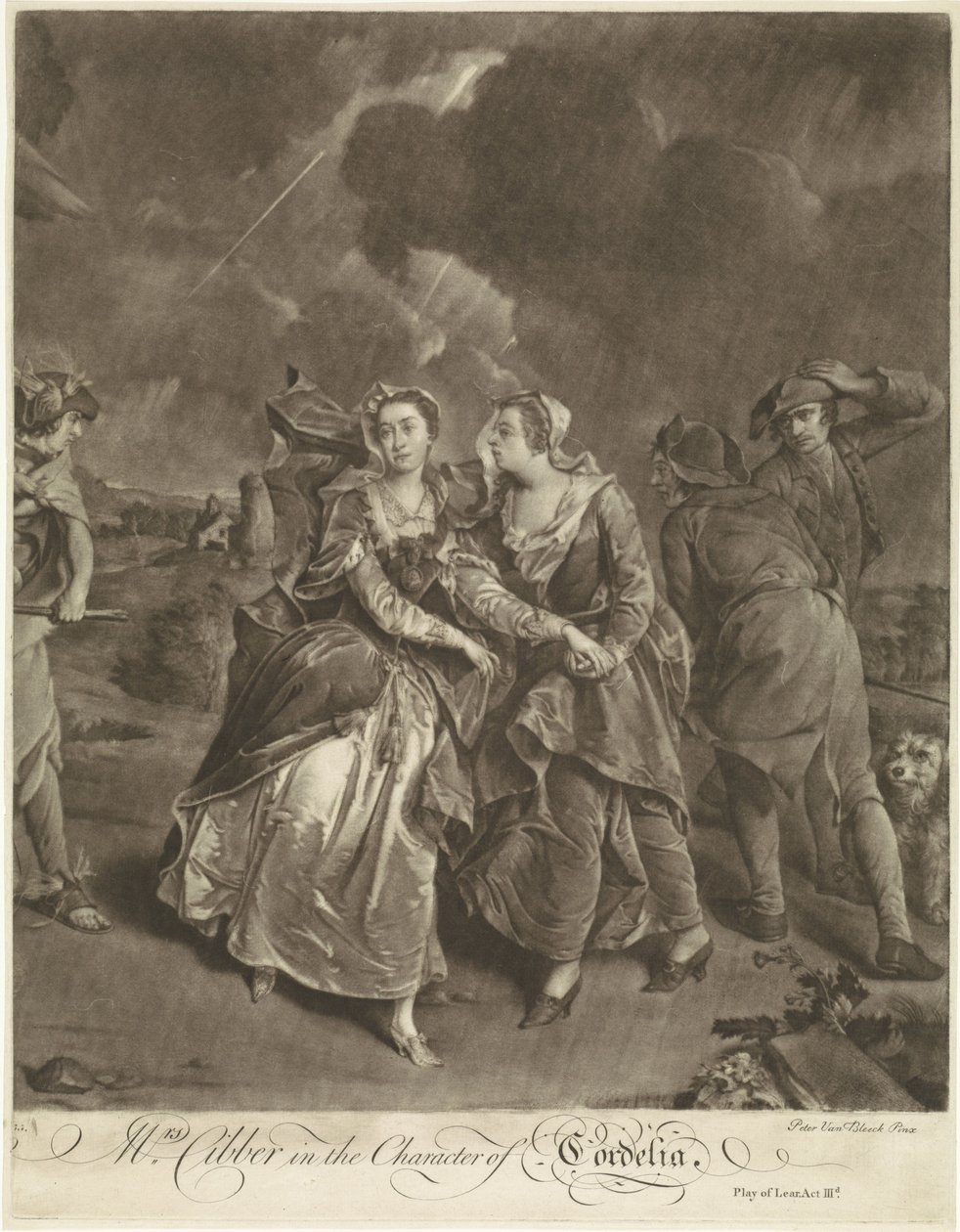 Actrice Susannah Maria Cibber in de rol van Cordelia door Pieter van Bleeck