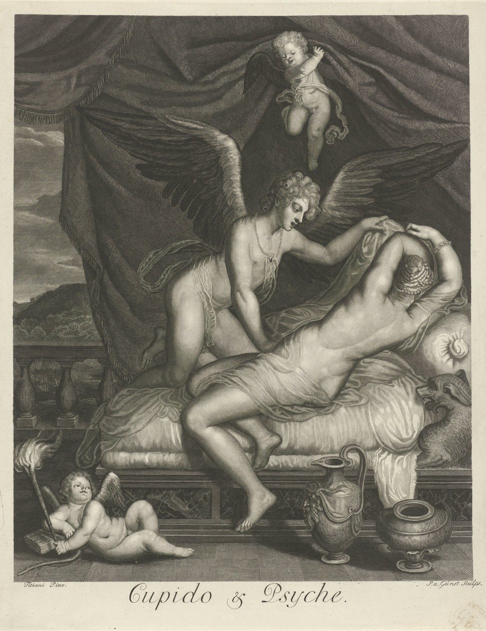 Cupido en Psyche door Pieter van Gunst