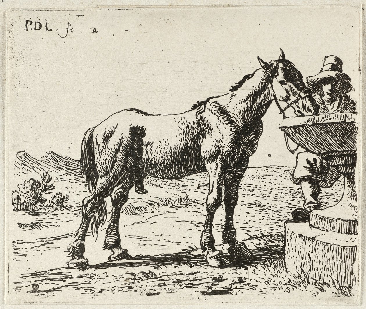 Drinkend paard door Pieter van Laer