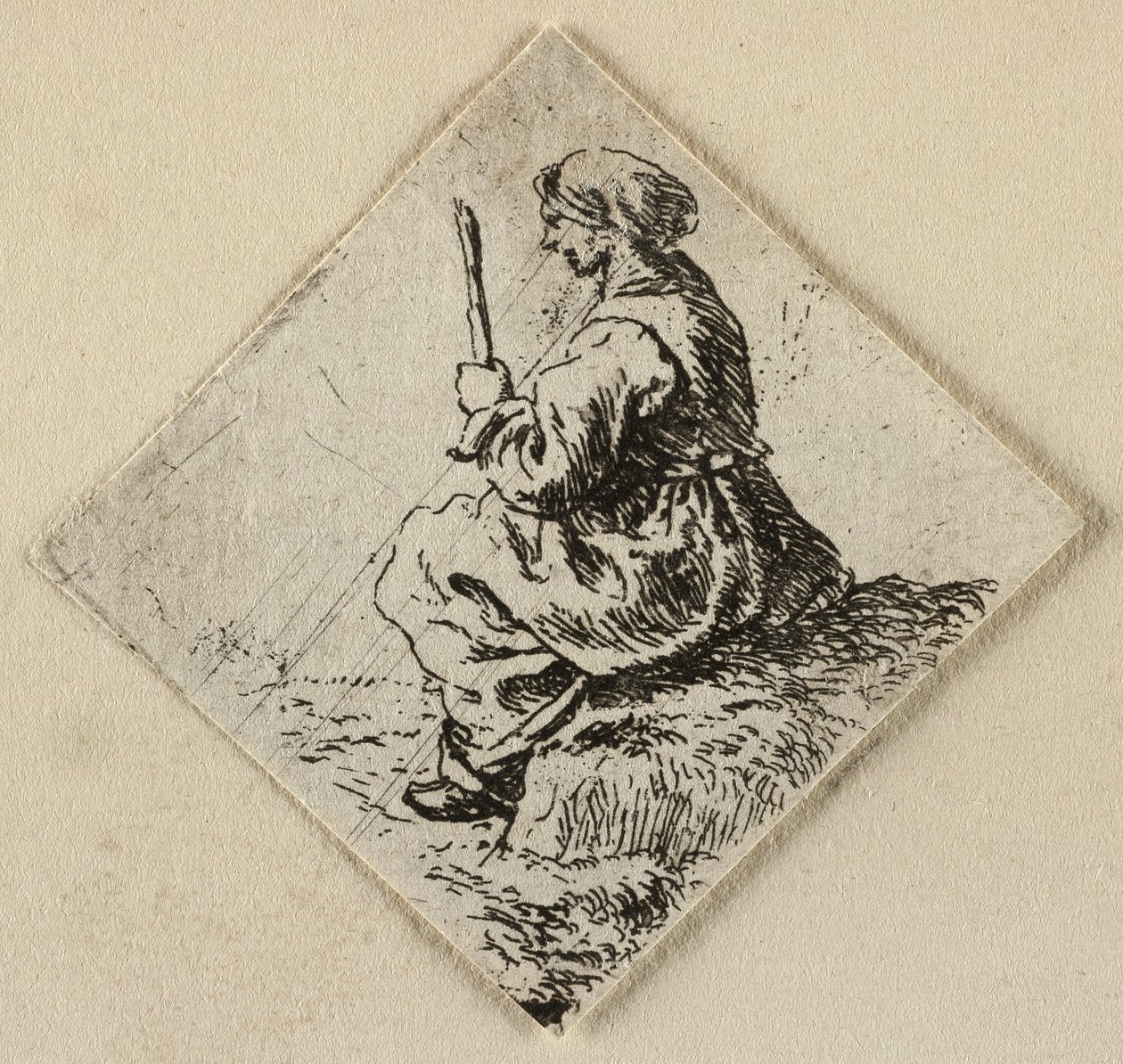 Zittende vrouw door Pieter van Laer