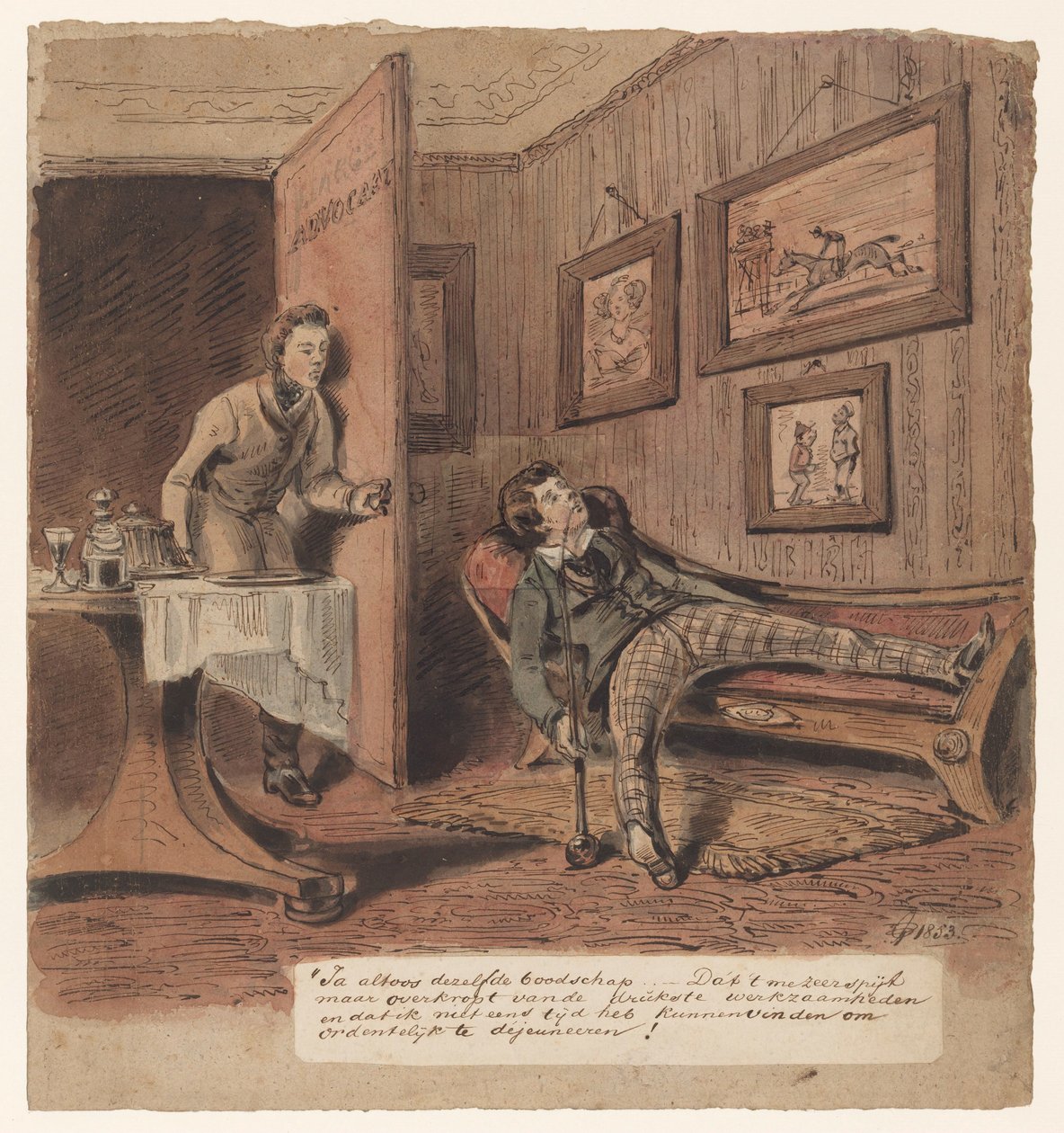 Karikatuur met advocaat door Pieter van Loon