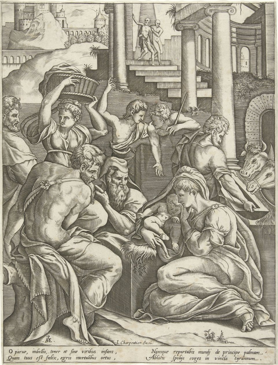 Aanbidding door de herders door Pieter van der Heyden