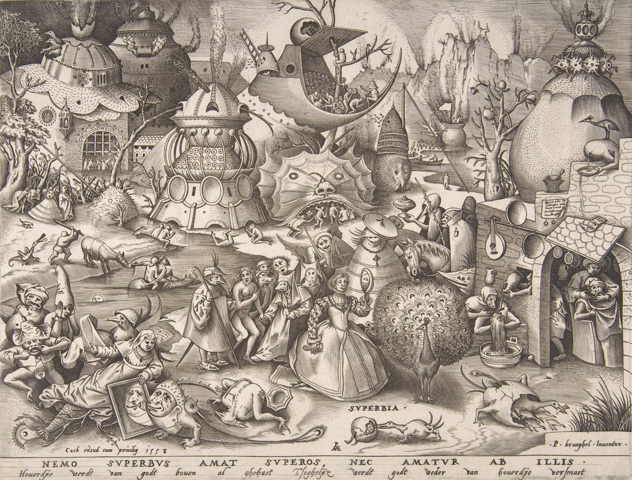 Pride Superbia, uit de serie De Zeven Hoofdzonden, 1558 door Pieter van der Heyden