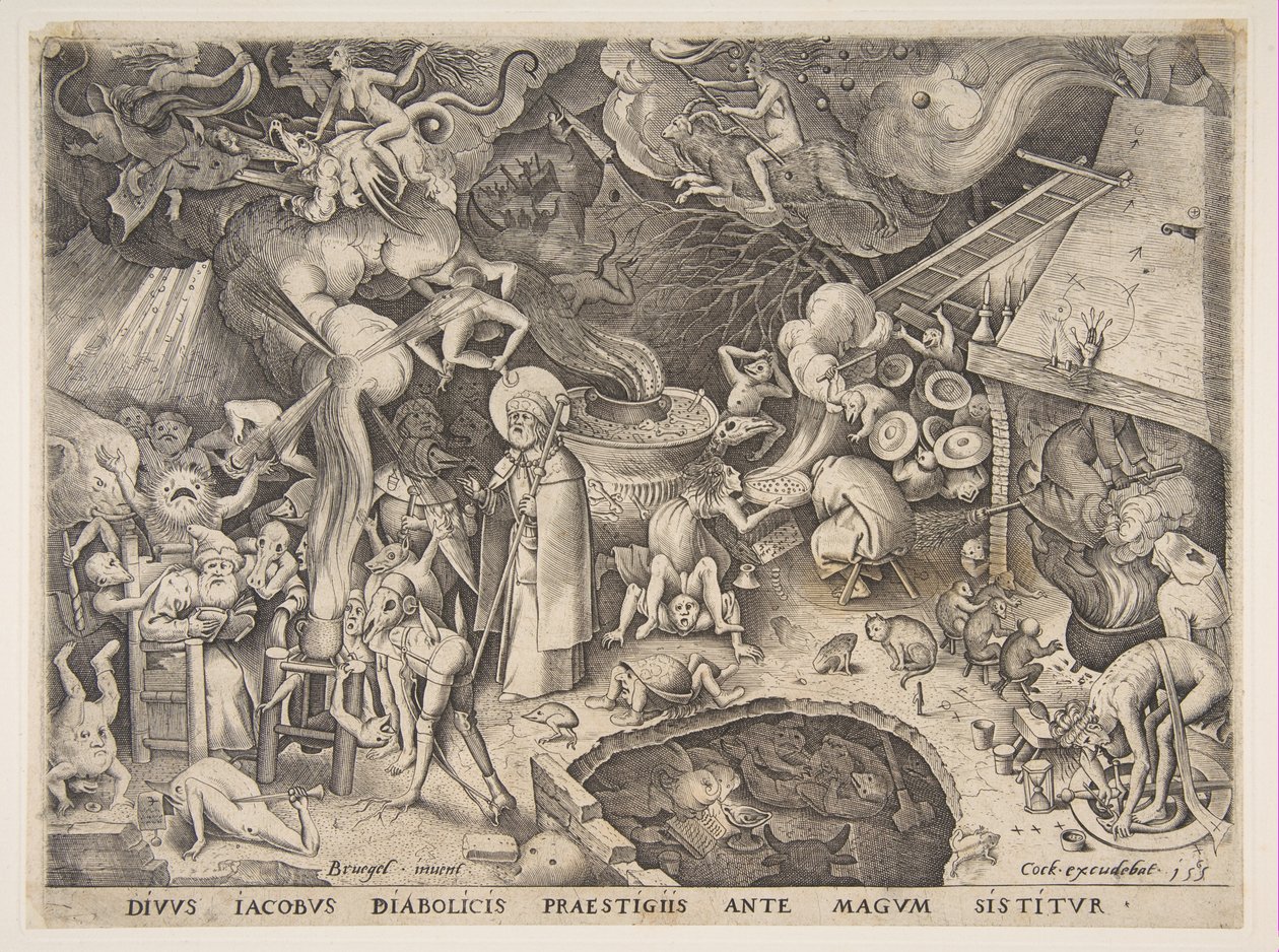 St. Jacobus en de Tovenaar Hermogenes uit Het Verhaal van de Tovenaar Hermogenes, 1565 door Pieter van der Heyden