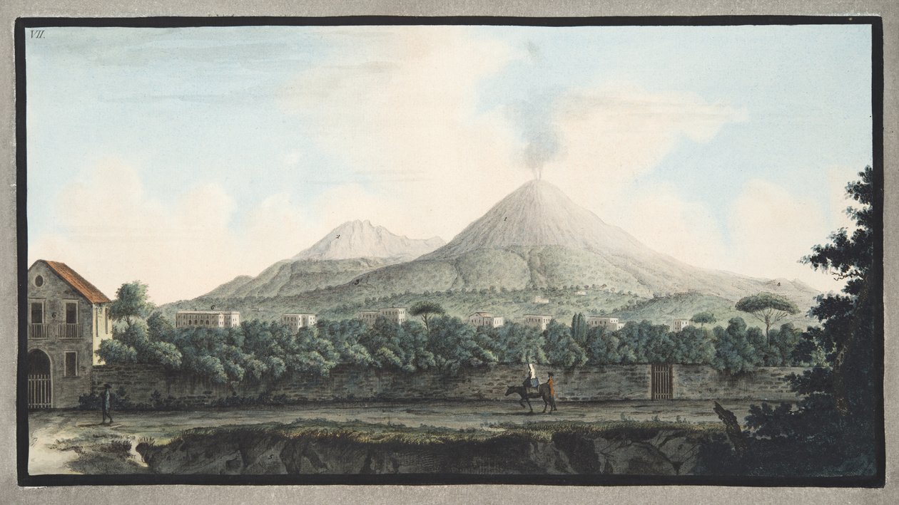 Uitzicht op de Vesuvius vanaf de kust, uit 