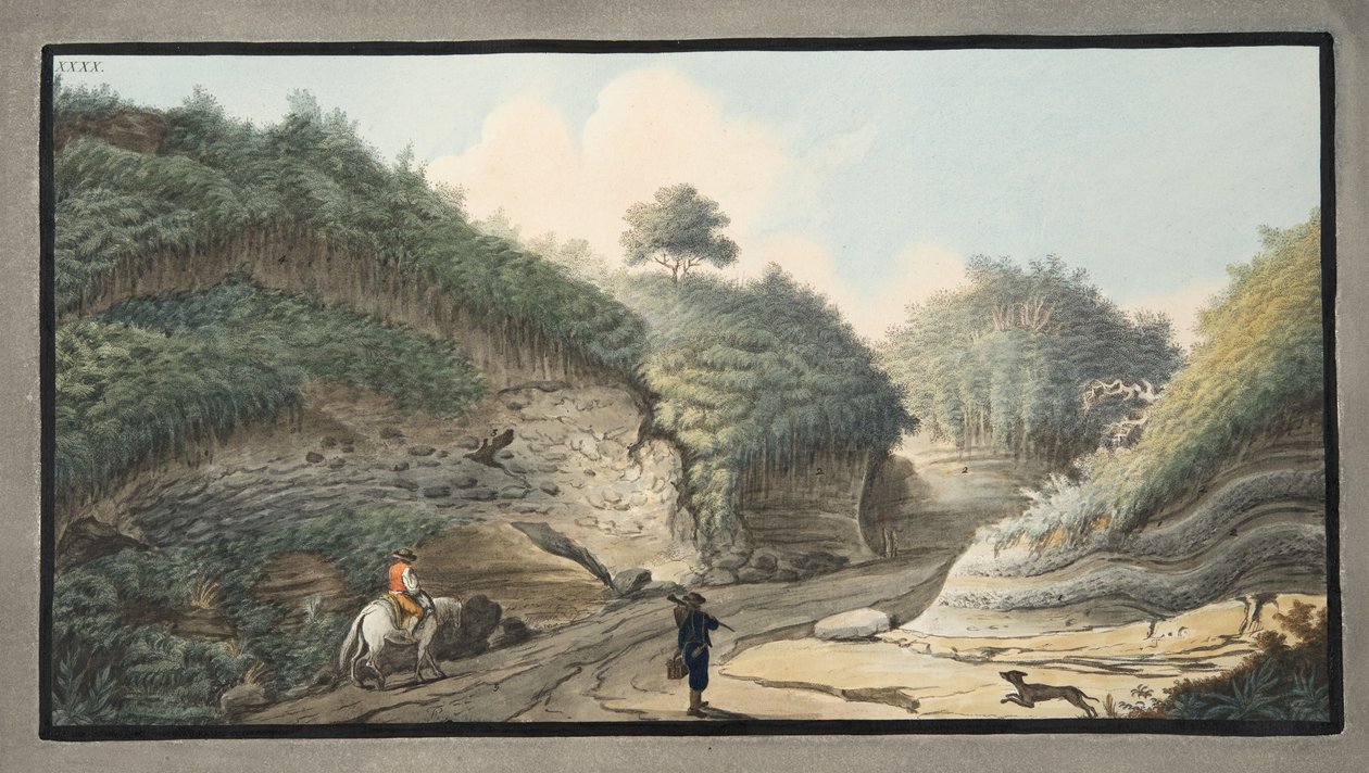 Uitzicht op een holle weg van de Grot van Pausilipo naar Pianura, Plaat XXXX, uit 