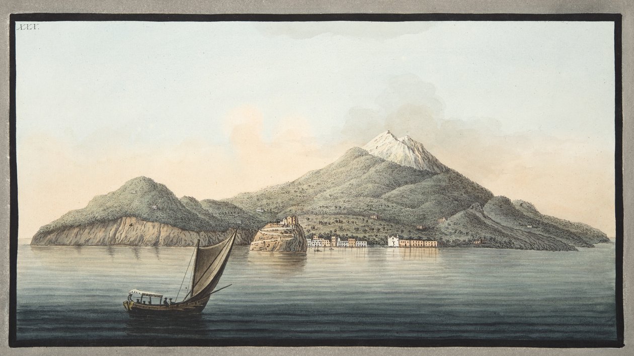 Uitzicht op het eiland Ischia vanaf de zee, plaat XXX, uit 