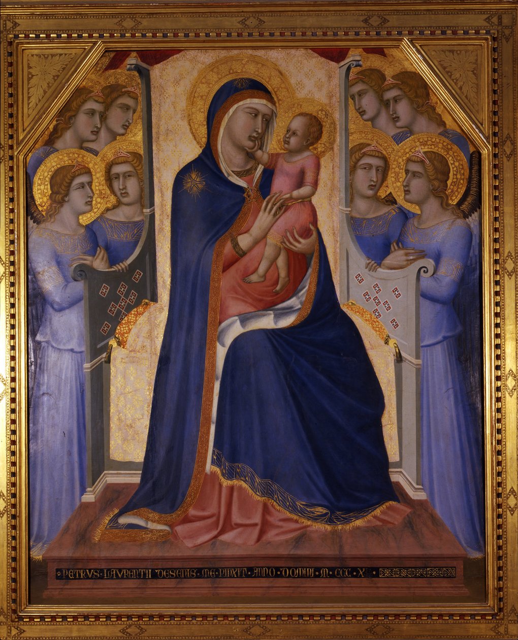 Madonna col Bambino fra otto angeli door Pietro Lorenzetti